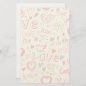 Romantisch patroon met hart en nieren briefpapier (Voorkant / Achterkant)