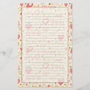 Romantisch patroon met hart en nieren briefpapier