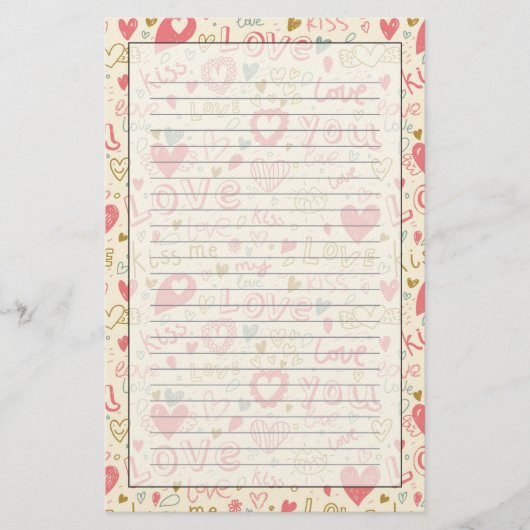 Romantisch patroon met hart en nieren briefpapier (Voorkant)