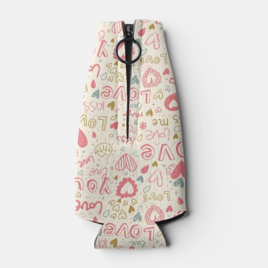 Romantisch patroon met hart en nieren flesjeskoeler (Achterkant)