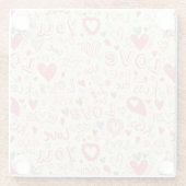 Romantisch patroon met hart en nieren glazen onderzetter (Achterkant)