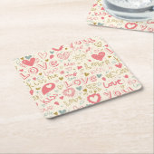 Romantisch patroon met hart en nieren kartonnen onderzetters (Schuin)