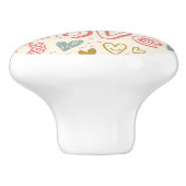 Romantisch patroon met hart en nieren keramische knop (Zijkant)