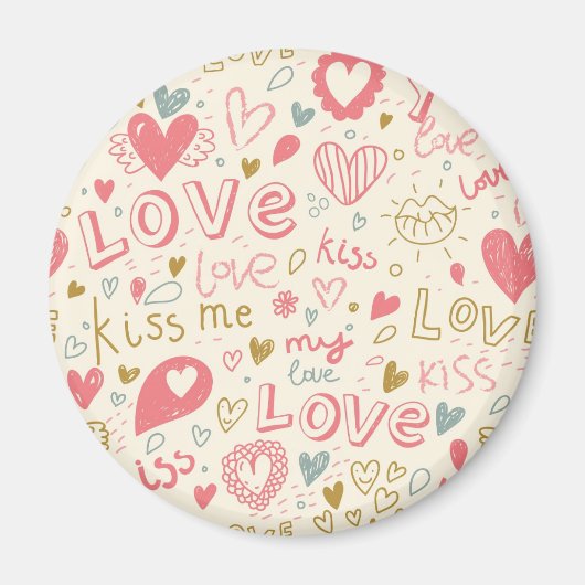 Romantisch patroon met hart en nieren magneet (Voorkant)