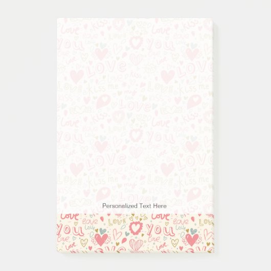 Romantisch patroon met hart en nieren post-it® notes (Voorkant)