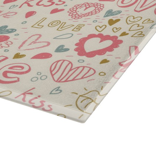 Romantisch patroon met hart en nieren snijplank (Hoek)