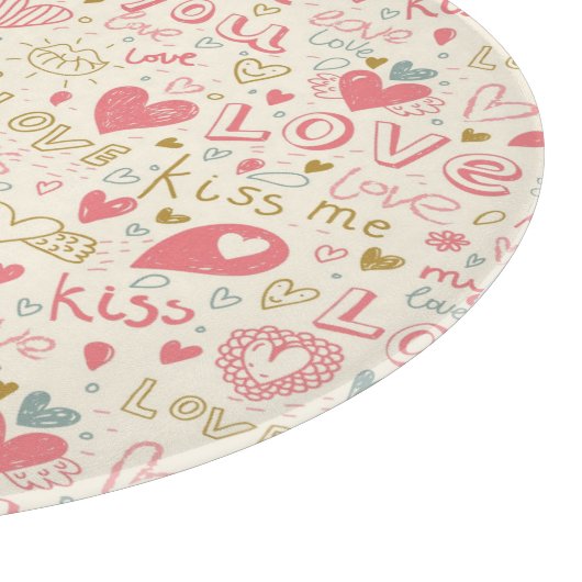 Romantisch patroon met hart en nieren snijplank (Hoek)