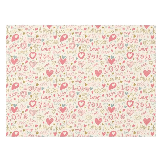 Romantisch patroon met hart en nieren tafelkleed (Voorkant (Horizontaal))