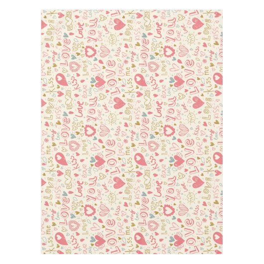 Romantisch patroon met hart en nieren tafelkleed (Voorkant)