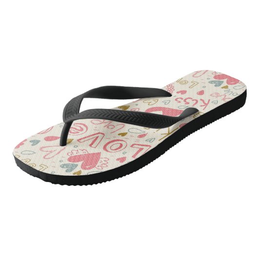 Romantisch patroon met hart en nieren teenslippers (Schuin)