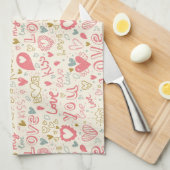 Romantisch patroon met hart en nieren theedoek (Quarter Fold)