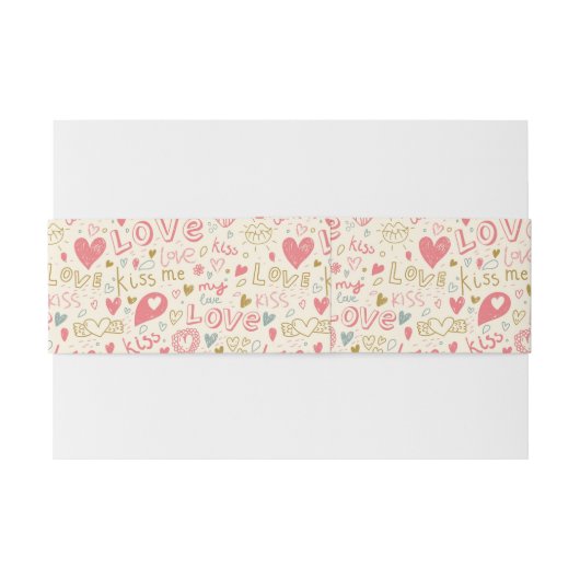 Romantisch patroon met hart en nieren uitnodigingen wikkel (Achterkant Voorbeeld)