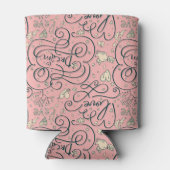 Romantisch patroon met hart en vogels blikjeskoeler (Achterkant)