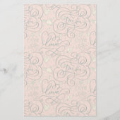 Romantisch patroon met hart en vogels briefpapier (Voorkant)