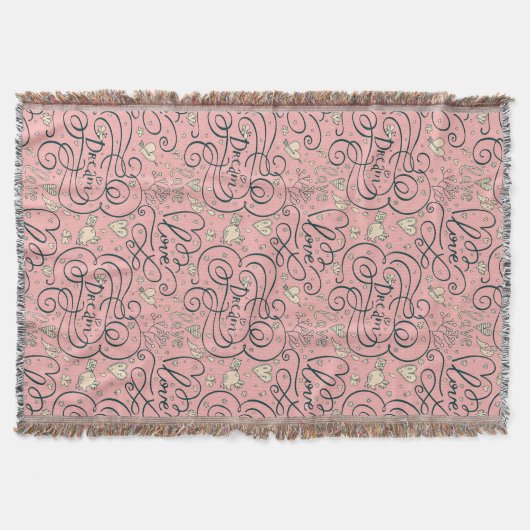 Romantisch patroon met hart en vogels deken (Voorkant)