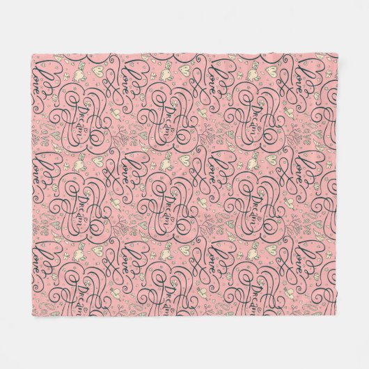 Romantisch patroon met hart en vogels fleece deken (Voorkant (Horizontaal))