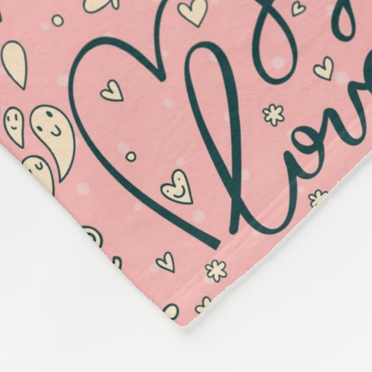 Romantisch patroon met hart en vogels fleece deken (Hoek)