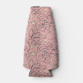 Romantisch patroon met hart en vogels flesjeskoeler (Voorkant)