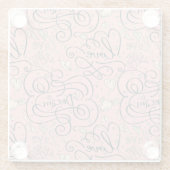 Romantisch patroon met hart en vogels glazen onderzetter (Achterkant)