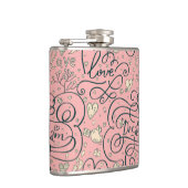 Romantisch patroon met hart en vogels heupfles (Rechts)