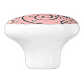 Romantisch patroon met hart en vogels keramische knop (Zijkant)