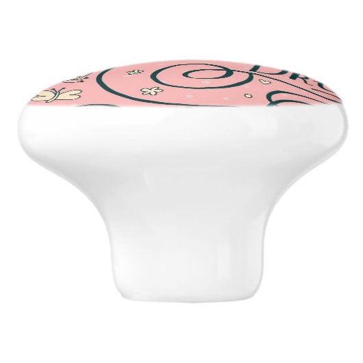 Romantisch patroon met hart en vogels keramische knop (Zijkant)