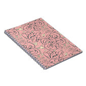 Romantisch patroon met hart en vogels notitieboek (Rechterzijde)