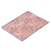 Romantisch patroon met hart en vogels notitieboek (Linkerzijde)