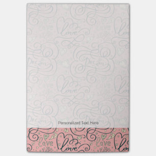 Romantisch patroon met hart en vogels post-it® notes