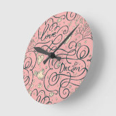 Romantisch patroon met hart en vogels ronde klok (Hoek)