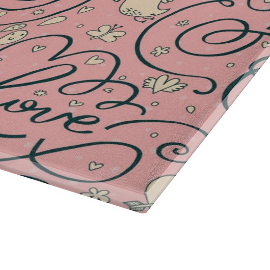 Romantisch patroon met hart en vogels snijplank (Hoek)