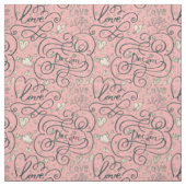 Romantisch patroon met hart en vogels stof (Swatch)