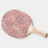 Romantisch patroon met hart en vogels tafeltennisbatje (Zijkant)