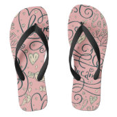 Romantisch patroon met hart en vogels teenslippers (Voetbed)