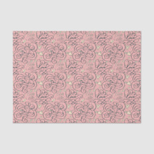 Romantisch patroon met hart en vogels tissuepapier