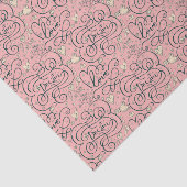 Romantisch patroon met hart en vogels tissuepapier (Detail)