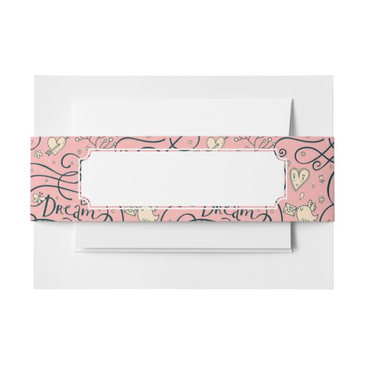 Romantisch patroon met hart en vogels uitnodigingen wikkel (Voorkant Voorbeeld)