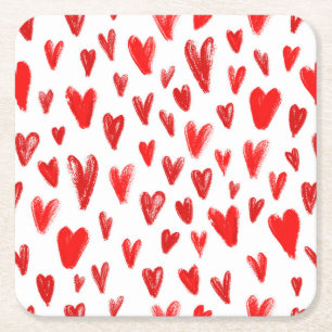 Romantisch patroon met hart, symbool van liefde kartonnen onderzetters