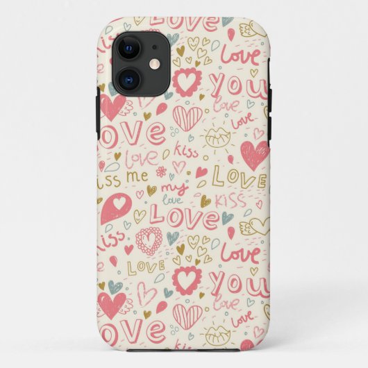 Romantisch patroon met harten en lippen Case-Mate iPhone case (Achterkant)