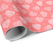 Romantisch patroon van hart en Rozen op roze Cadeaupapier (Rol Hoek)