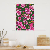 Romantisch patroon van paarse orchideeën poster (Keuken)