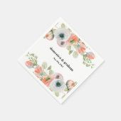 Romantisch Perzik Koraal Bloemend Huwelijk Servet (Hoek)