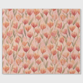 Romantisch Perzik Koraal Tulp Aquarel Patroon Cadeaupapier (Vlak)