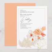 Romantisch perzik Pampas gras bloem Boho zomer Kaart (Voorkant / Achterkant)