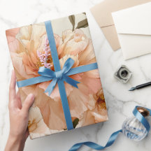 Romantisch perzik pioen ivoor bloemmotief