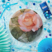 Romantisch Perzik Roos Floral Vrijgezellenfeest Papieren Bordje (Feest)