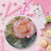 Romantisch Perzik Roos Floral Vrijgezellenfeest Papieren Bordje (Feest)