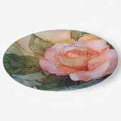 Romantisch Perzik Roos Floral Vrijgezellenfeest Papieren Bordje (Gekanteld)