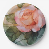 Romantisch Perzik Roos Floral Vrijgezellenfeest Papieren Bordje (Voorkant)