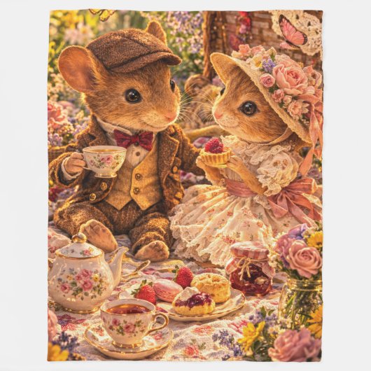 Romantisch Picknick Koppel Cadeau Knus Thee Liefde Fleece Deken (Voorkant)